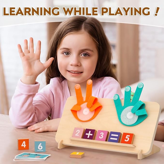 Educational Toys for 3-5 Year Old, Double-Sided Math Manipulatives Number Counting Blocks Writing Practice Board for Kids, Preschool Learning Toys for Toddlers 2-4 Years Christmas Montessori Gifts