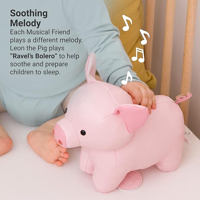 Little Big Friends Musical Baby Toy – Soft Plush Pull-String Cord Classical Toy for Baby & Toddlers | Soothing Stuffed Cuddly Animal Gift | Leon The Pig