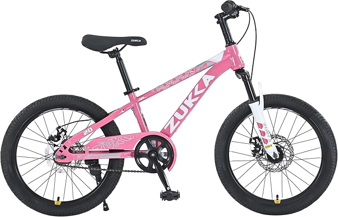 ZUKKA Kids Bike 20/24 Inch Mountain Bike Dual Disc Brake Suspension Fork Single Speed for Ages 7-12 Boys and Girls Youth Bicycle, Multiple Colors