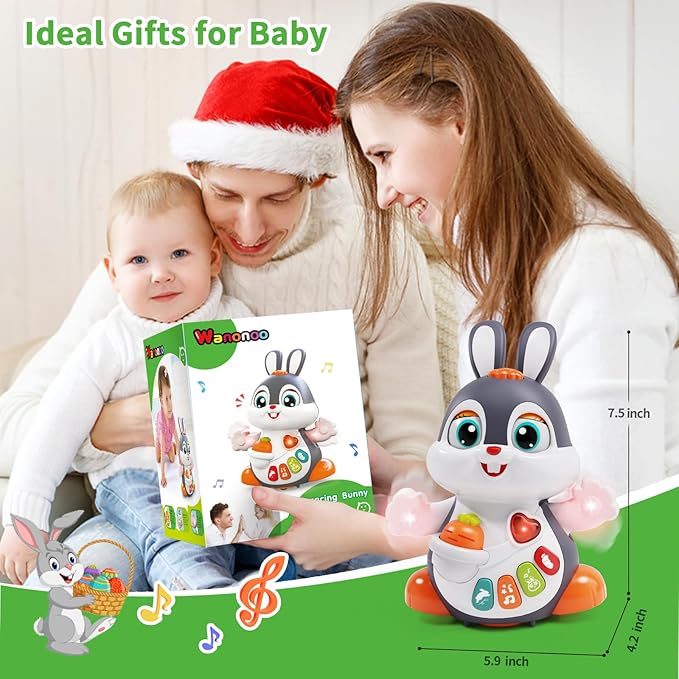 Baby Toys 12-18 Months, Musical Bunny Light Tummy Time Infant Baby Crawling Toy 6-12 Month, Dancing Moving Walking Toddler Toy 3 4 5 6 7 8 9 Month 1 Year Old Boy Girl Christmas Birthday Gifts