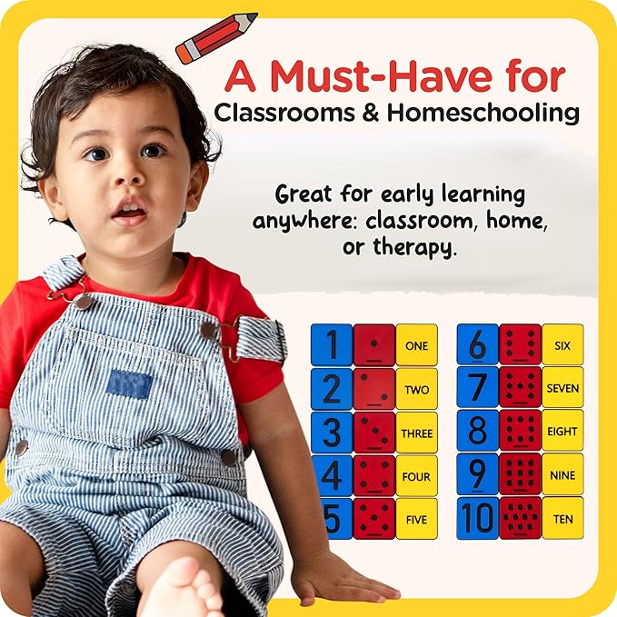 Learn Your Numbers! Self-Correcting Magnetic Tiles - Educational Toy Set for Counting, Number Sense and Word Recognition – Fun and Engaging Number Puzzle for Essential Skill Development