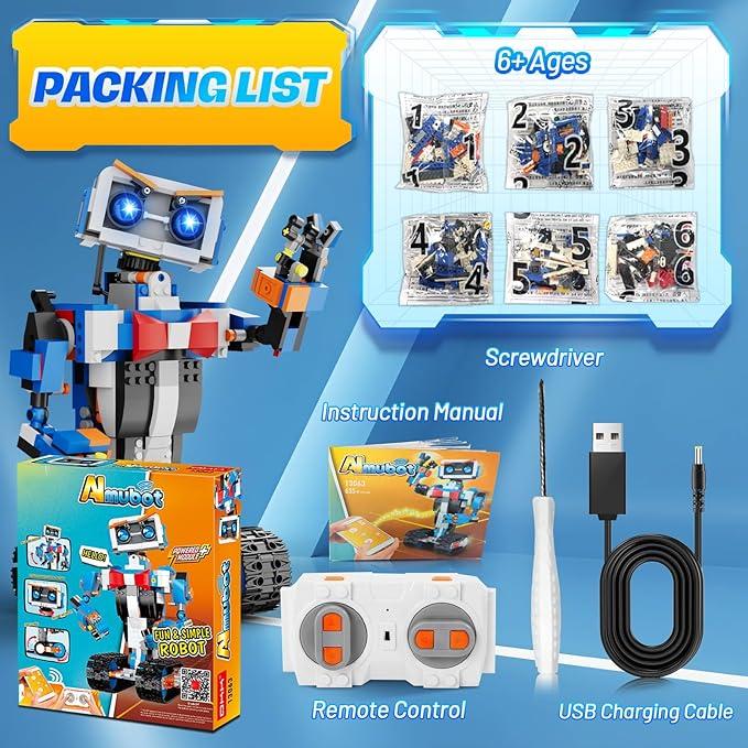 okk Robot Building Toys for Boys, STEM Projects for Kids Ages 8-12, Remote & APP Controlled Engineering Learning Educational Coding DIY Building Kit Rechargeable Robot Toy Gifts for Girls