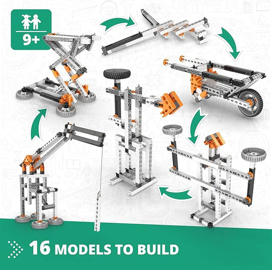 Engino STEM Toys, Mechanics: Levers, Linkages & Structures, Engineering Kits for Kids 9+, Gifts for Boys & Girls, Educational Building Toys, Fun Kids Activities (16 Model Options)