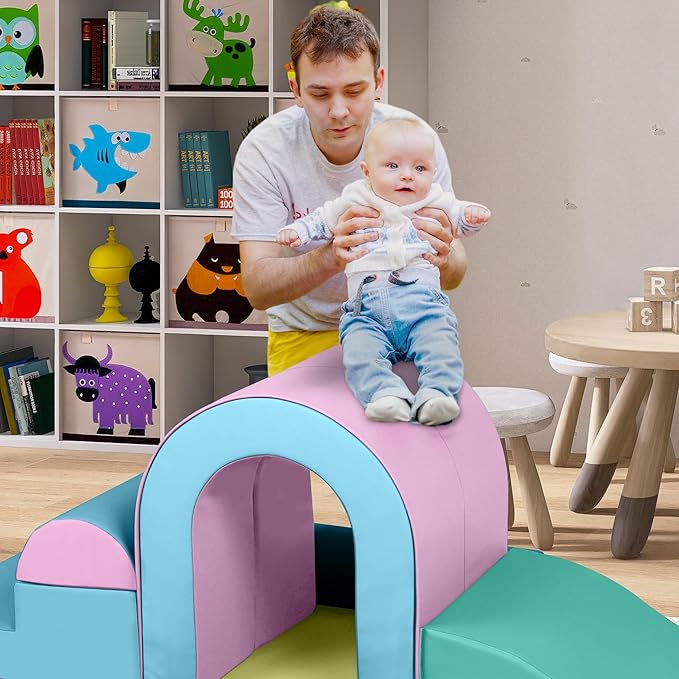 10 Piece Foam Climbing Blocks, Soft Climbing Toys for Toddlers, Lightweight Baby Climbing Gym, Indoor Baby Activity Play Set for Crawling Climbing and Sliding