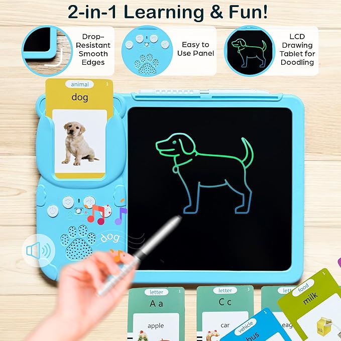 Spanish&English Talking Flash Cards for Toddlers - LCD Writing Tablet Kids - Drawing Tablet Toddler Toys 510 Sight Words Learning Montessori - Autism & Speech Therapy Toys - Kindergarten Gifts (Pink)
