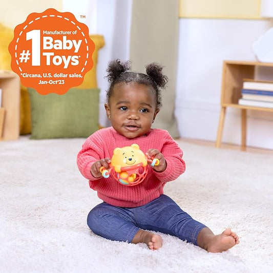 Bright Starts Disney Baby Winnie The Pooh Jingle & Shake Rattle Toy by with Easy-Grasp Oball Technology, Unisex, Newborns & Up