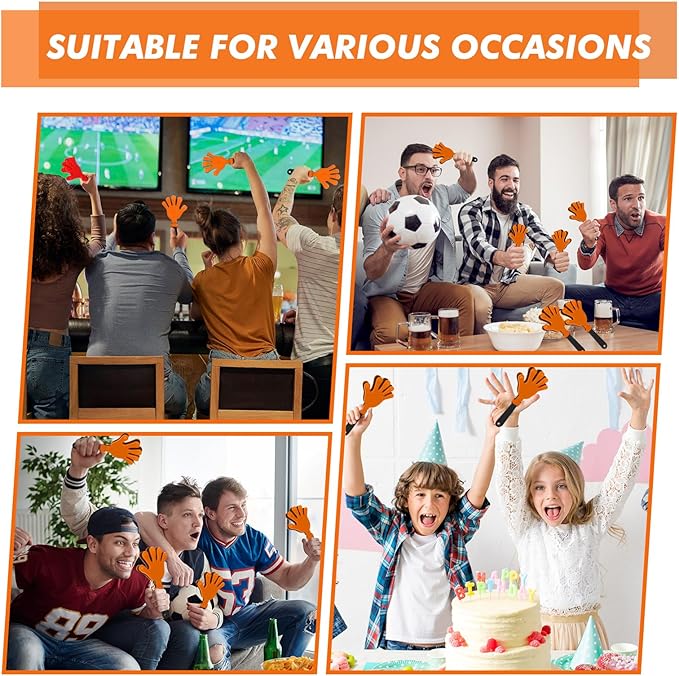 12Pcs Hand Clappers Noisemakers 7.5 Inch Clappers Noisemakers Plastic Hand Clappers for Birthdays Game Football Sporting Events Cheers Supplies Dance Basketball Football Noisemakers(Orange and Black)