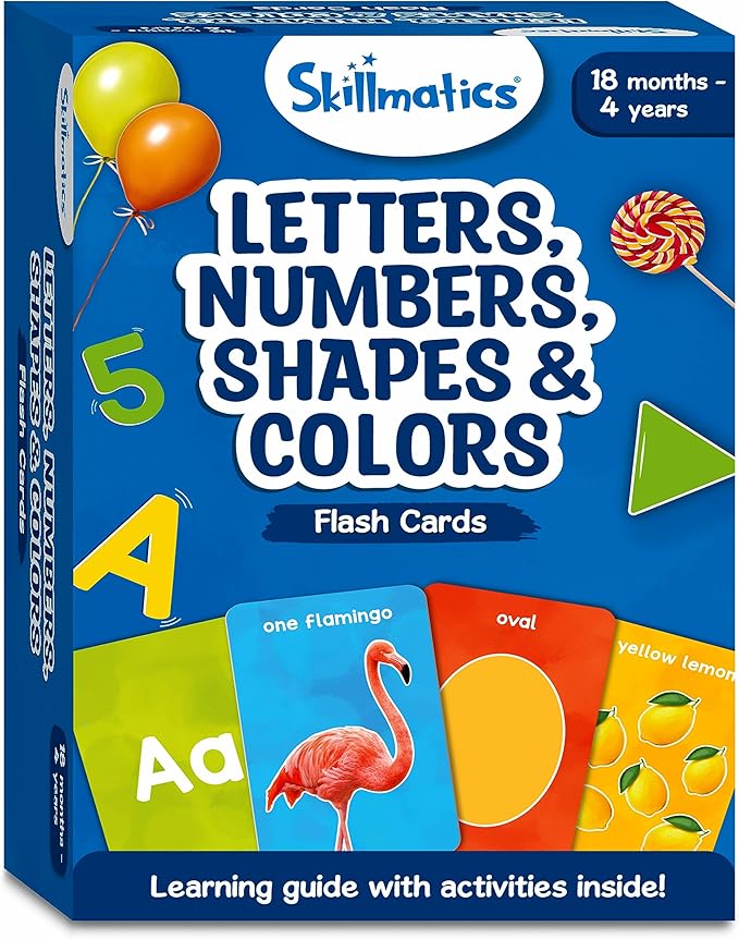 Skillmatics Thick Flash Cards for Toddlers - Letters, Numbers, Shapes & Colors, Learning Aids, Christmas Stocking Stuffers, Montessori Toys, Preschool Activities, Gifts for Kids Ages 1, 2, 3, 4 Years