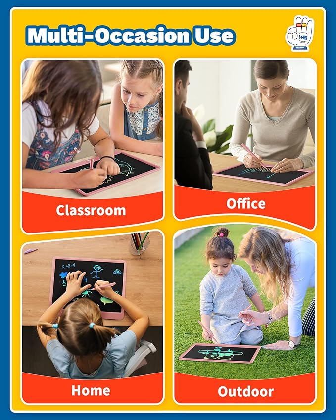 TEKFUN Teen Girl Gifts Ideas, 15inch LCD Writing Tablet for Kids Age 8-10 and Up, Doodle Board 4 5 6 7 Year Old Girl Toys, Mothdays Day Gifts Homeschool Supplies Easter Gifts for Adults(Pink)