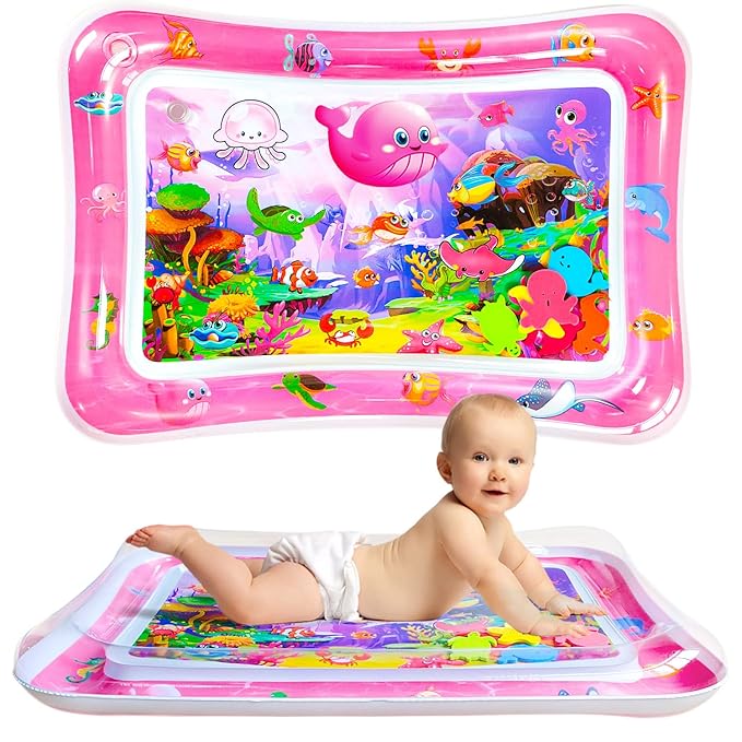 ZHUYNXIR Tummy time Water Play mat, Baby Water Play Mat for Kids and Toddlers Baby Toys for 3 to 24 Months, Strengthen Your Baby's Muscles, Pink 27.5x20 in.