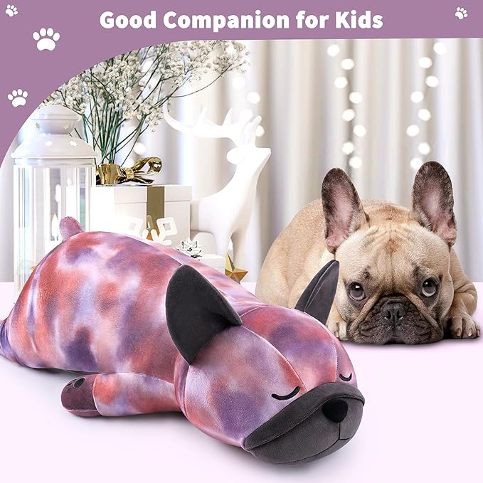 30'' Giant French Bulldog Plush Stuffed Animal- Leopard Pattern French Bulldog Dog Plush Pillow Plushies, Large Sleeping French Bulldog Large Plushie Toy, Birthday Gifts for Kids Girls Boys