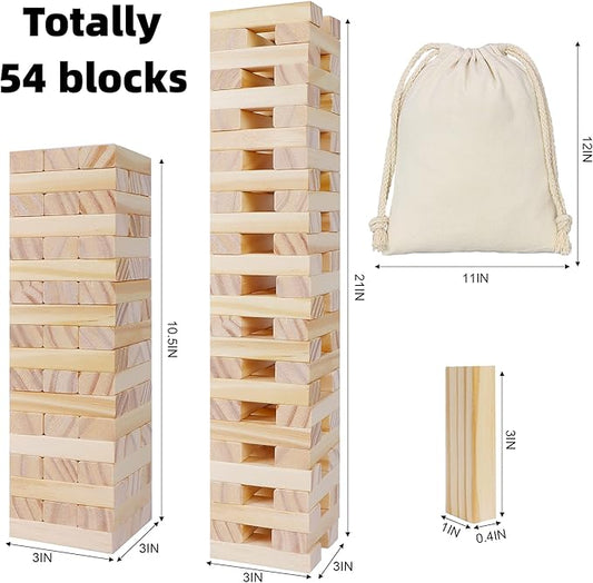 Glintoper Tic Tac Toe & Tumble Tower Blocks Tables Game Set, Classic Wood Stacking Game & XOXO Board Games for Kids Family, Living Room Rustic Coffee Table Decor, Travel Strategy Board Games