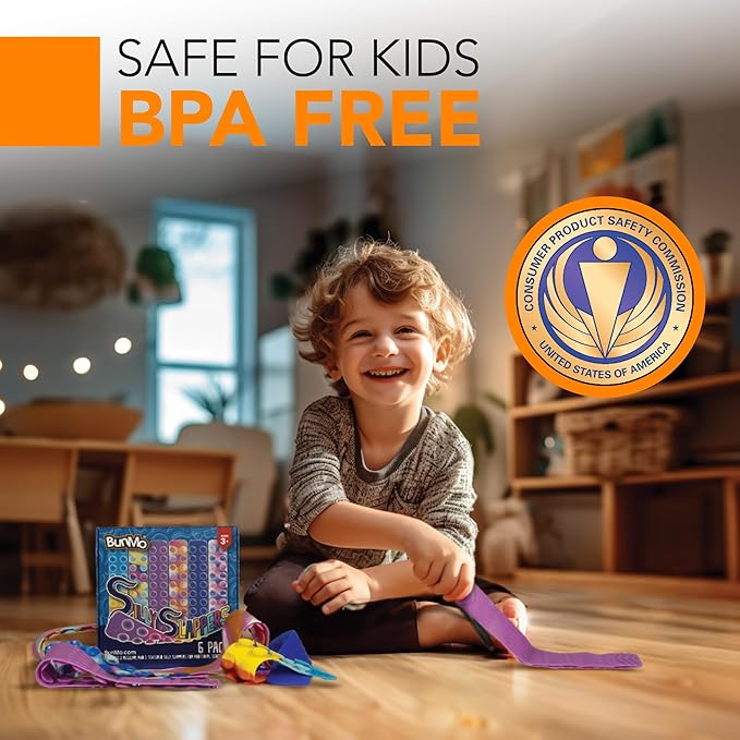 BUNMO Stocking Stuffers for Kids - Stretchy Sensory Strings - Sensory Toys for Kids - Stocking Stuffers for Boys and Girls - Hours of Fun - Suction - 6 Pack