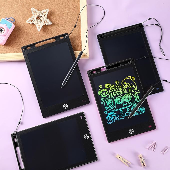 Epakh 16 PCS LCD Writing Tablet for Kids - 8.5 Inch Reusable Writing Board Drawing Doodle Pad Gift for Girl & Boy, Toddlers, Back to School, Birthday Party Favors(Black)
