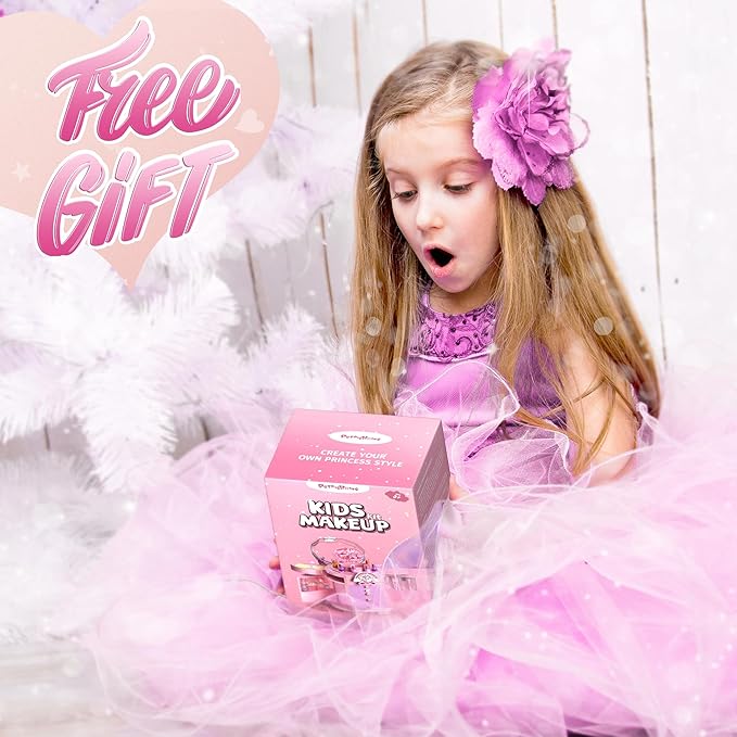 PERRYHOME Kids Makeup Set for Girls, 63 Pcs Washable Non-Toxic Real Cosmetic Toddler Makeup Kit, Unicorn Princess Play Makeup Toys Birthday Gifts, Dress up Time Girl Toys for 3 4 5 6 7 8 9 10 11 12
