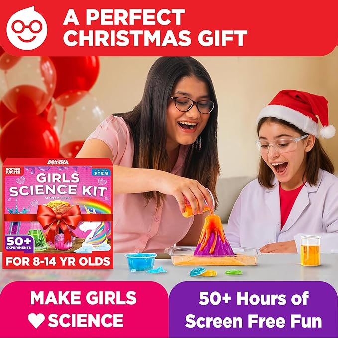 Doctor Jupiter Girls' Science Kit, Chemistry Set for Kids Ages 8-10-12-14 Ideas for 8,9,10+ Year Old Girls | STEM Toy Kit with 50+ Experiments | Learning & Educational Projects