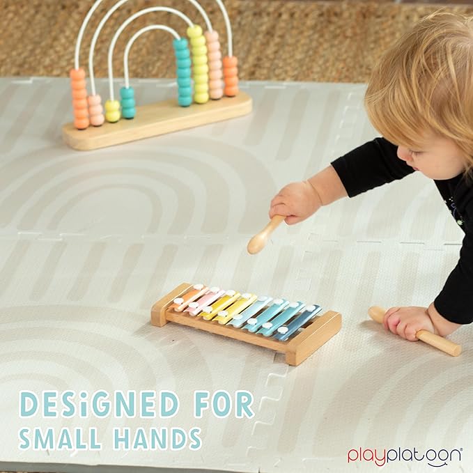 Play Platoon Kids Xylophone for Toddlers 1-3 - Montessori Musical Instrument Toys for 1 Year Old, Music Instruments for Kids, Boho Baby Aesthetic Neutral, Montessori Playroom Decor
