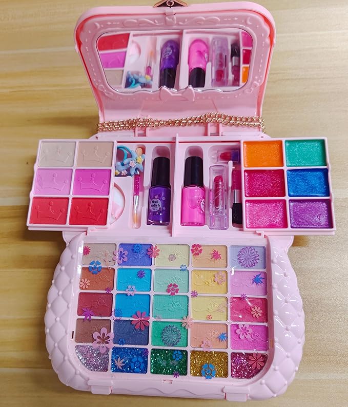 49Pcs Kids Makeup Kit for Girl - Kids Makeup Sets for Girls 5-8, Real Washable Girls Makeup Kit, Little Girl Makeup Set & Princess Toys Christmas Birthday Gift for 3 4 5 6 7 8 9 10 11 12 Year Old