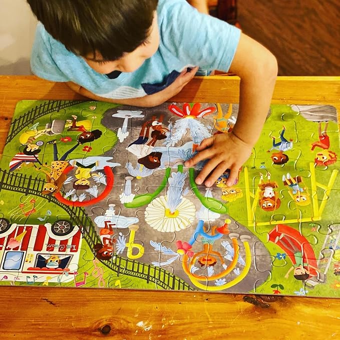 Upbounders Little Likes Kids - Splash Park Jumbo Puzzle, 48 Pieces, Beginner Jigsaw Floor Puzzle with Multicultural Family Children Preschoolers at Play, Age 4-8
