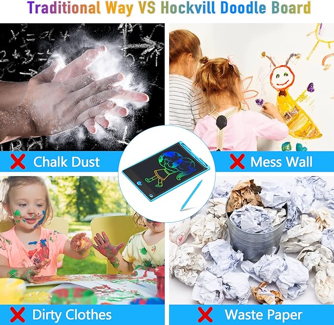 Hockvill LCD Writing Tablet for Children 8.8 Inch, Toys for Girls Boys Drawing Pad for 3 4 5 6 7 Year Old Kids Toys, Children’s Day Gift Toddler Doodle Board Travel Essentials, Christmas Gift for Kids