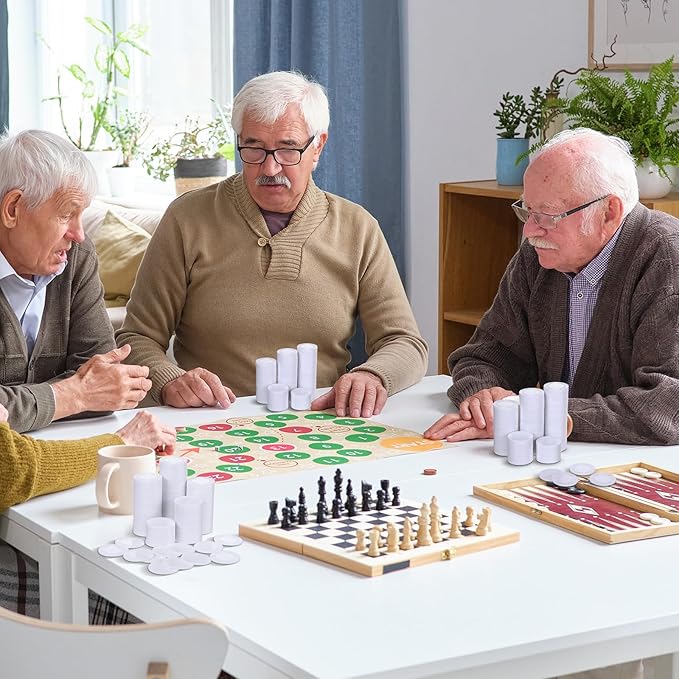 Leitee 500 Pcs White Plastic Poker Chips Bulk 1.5 Inch Mini Bingo Chips Tokens Markers Blank Casino Counting Discs Learning Math Counters for Adults Interlocking Game Counting Reward Card