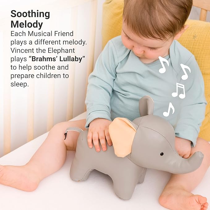 Little Big Friends Musical Baby Toy – Soft Plush Pull-String Cord Classical Toy for Baby & Toddlers | Soothing Stuffed Cuddly Animal Gift | Vincent The Elephant