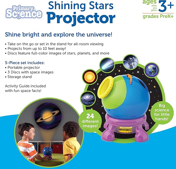 Learning Resources Shining Stars Projector - 5 Piece Set, Ages 3+, Solar System, Space Projector for Kids, Planets Toys, STEM