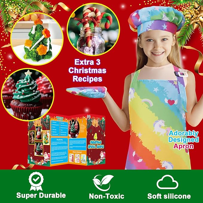 42 Piece Kids Real Cooking Set, Kids Knife Set, Baking Kit, Cookware, Play Pots and Pans, Mini Stainless Steel Pretend Play Cooking Toys, Apron and Chef Hat for Girls, Sensory Toys