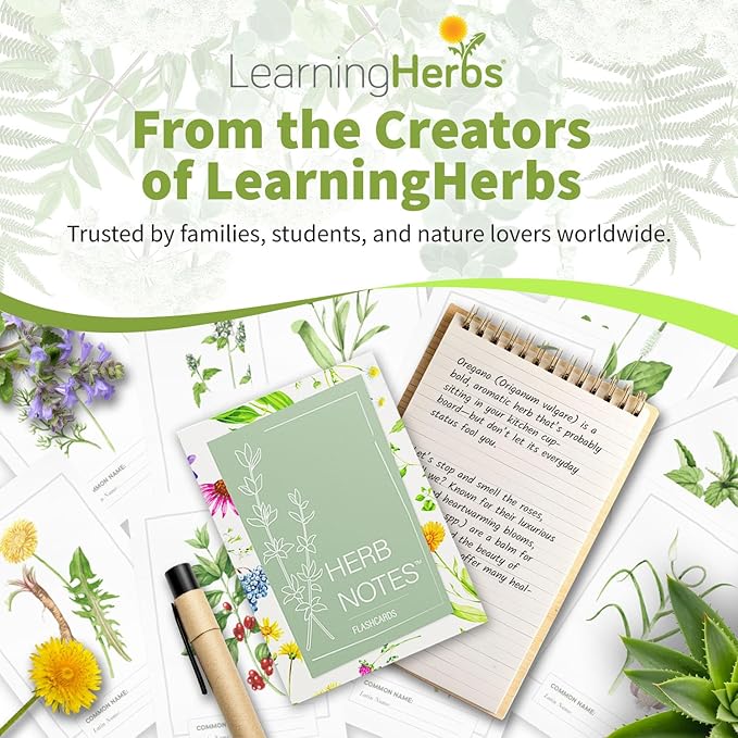 Herb Notes Flash Cards – Discover 48 Essential Herbs with Elegant Botanical Illustrations – Color Flash Cards to Learn Uses, Parts & Preparations Anytime – A Practical Guide for Beginners & Herbalists