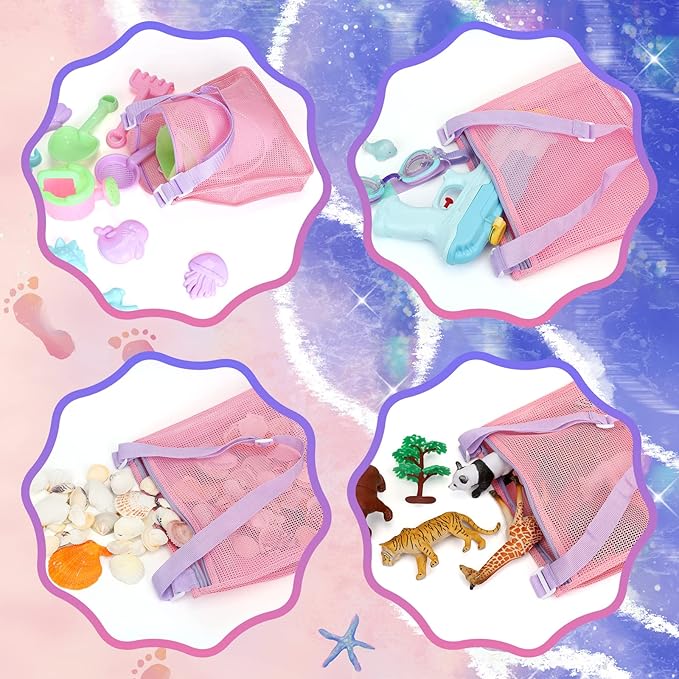 Tagitary Beach Sand Toys Set for Kids 3-10 with Bucket Watering Can Shovel Rake Sand Molds Beach Shell Bag