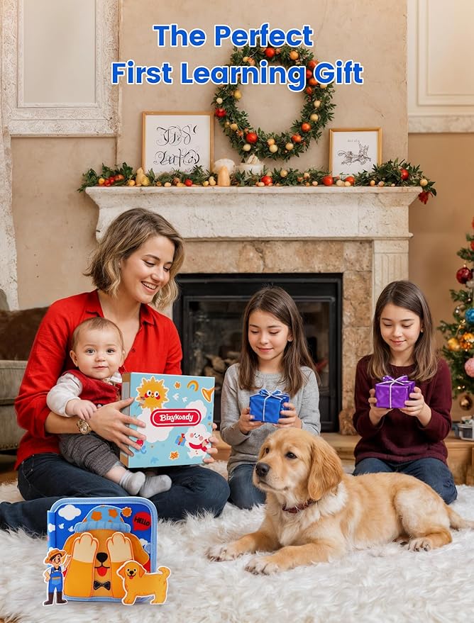 Toddler Busy Book for 1-3, Busy Board for 1+ Year Old, Toddler Airplane Travel Toys, Girl & Boy Gift, Educational Learning Activity Books, Felt Montessori Toys (Dog Theme)