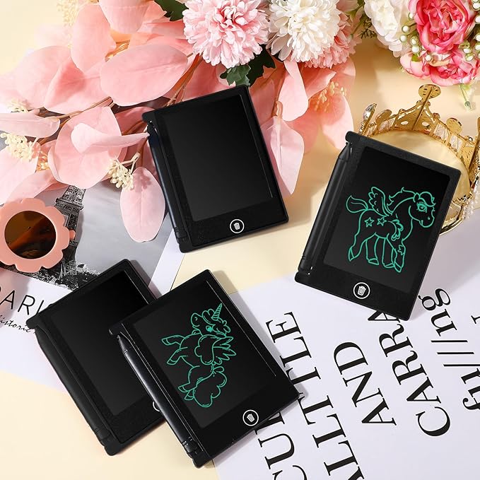 Zhehao 32 Pcs Mini LCD Writing Tablet 4.5 Inch Educational Toys Learning Writing Pad Erasable Drawing Pad Reusable Learning Toy Gift Preschool Art Board for Girls Boys Birthday Favor(Black)