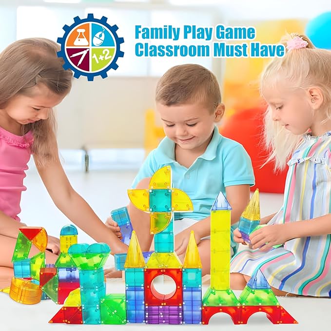 Magnetic Blocks,66 PCS Translucent Building Toys for Kids 3+,Multi Shape Magnet Building Blocks STEM Preschool Montessori Sensory Toys for 3 4 5 6 Year Old Kids Boys Girls