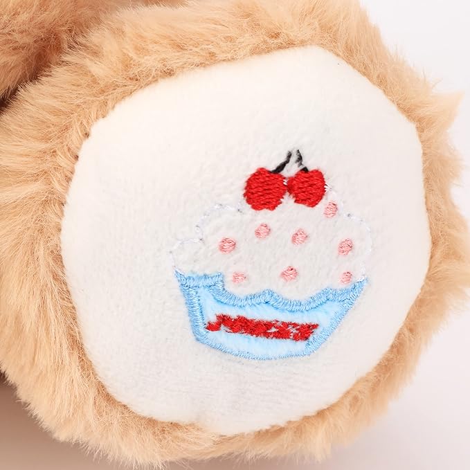 Hopearl Adorable Happy Birthday Teddy Bear with Glowing Cupcake Musical Stuffed Animal Bear Singing and Shaking Plush Toy Interactive Animated Kids Gifts, Brown, 15’’