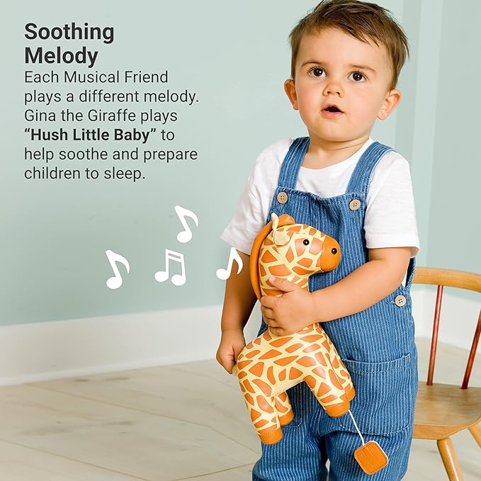 Little Big Friends Musical Baby Toy – Soft Plush Pull-String Cord Classical Toy for Baby & Toddlers | Soothing Stuffed Cuddly Animal Gift | Gina The Giraffe