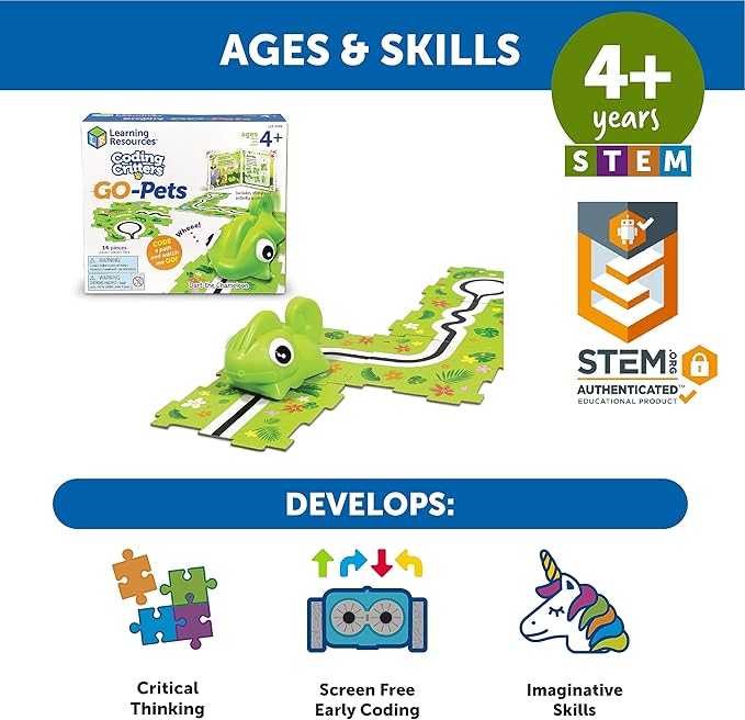Learning Resources Coding Critters Go Pets Dart the Chameleon - 14 Pieces, Ages 4+, Screen-Free Toy For Kids, Interactive STEM, Critical Thinking