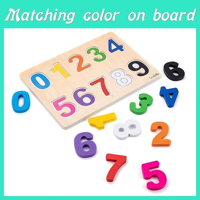 Magnetic Wooden Educational Number Puzzle - Learn Numbers & Color Recognition Toy β Toddler Preschool Game β Kids Montessori Education