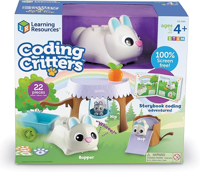 Learning Resources Coding Critters Bopper - 22 Pieces, Ages 4+ Screen-Free Early Coding Toy For Kids, Interactive STEM Coding Pet, Preschool Learning Toys
