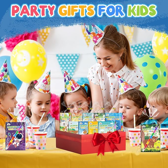 ZMLM 24 Coloring Books for Kids Party Favors: Bulk 24 Crayons Mini Coloring Books for Kids Ages 4-8 Birthday Goodie Bags Stuffers Toddlers Return Gifts Classroom Prizes Teacher Crafts (Boys)