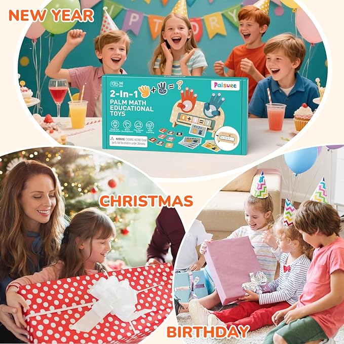 2 in 1 Montessori Toys for 3 4 5 Year Old, Preschool Learning Toys for Toddlers 2-4, Double-Sided Finger Math Number Counting Blocks for Kids, Educational Math manipulatives for Boys Girls