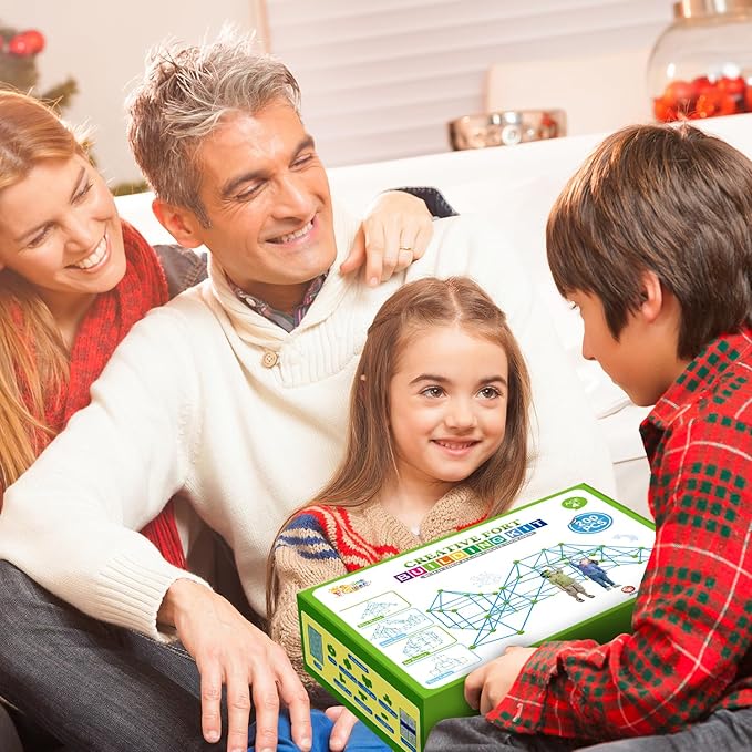 SpringFlower Fort Building Kit for Kids,STEM Construction Toys, Educational Gift for 3 4 5 6 7 8 9 10 11 12 Years Old Boys and Girls,Ultimate Creative Set for Indoor & Outdoors Activity,200 Pcs,Green