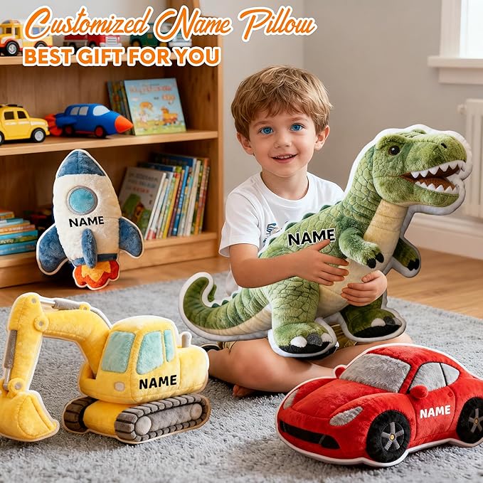 Custom Cement Tanker Shaped Pillow Cute Personalized Name Plush Doll, Double-Sided Construction Engineering Vehicle Pillow for Kids, Birthday gifts for Boys and Girls Sofa Decorative Pillows 8-32in