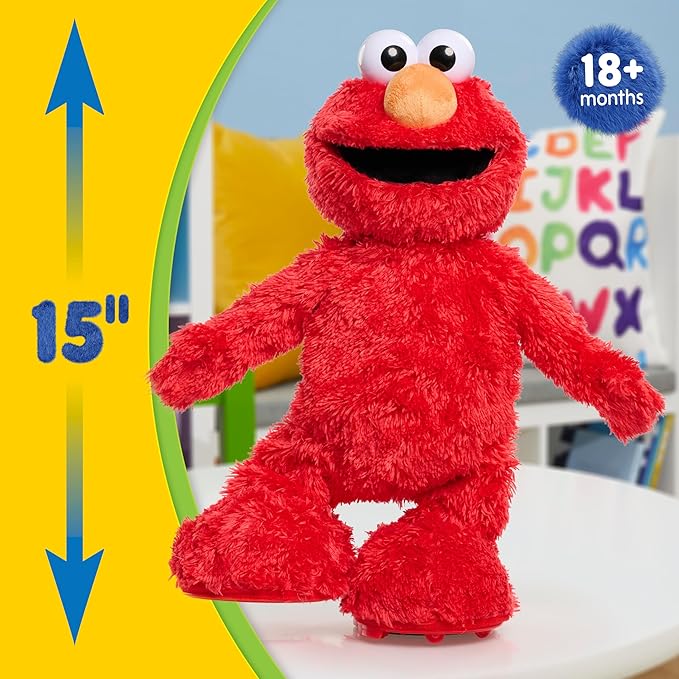 Sesame Street Hokey Pokey Elmo 14” Interactive Plush Toy, Sings, Dances & Plays Music, Bilingual Stuffed Animal for Pretend Play, Soft & Huggable, Ages 18 Months and Up by Just Play