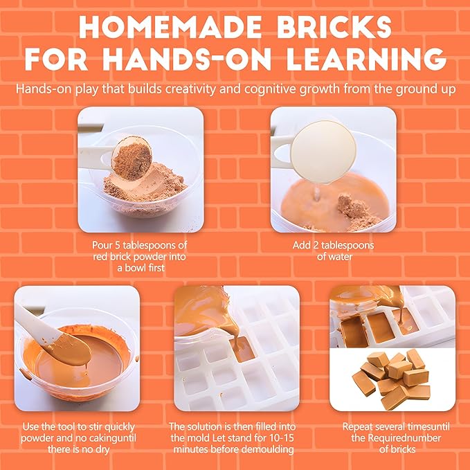 Brick and Mortar Construction Set, DIY House Building Kit for Kids, Realistic Mini Bricks STEM Building Toy, Creative Engineering Toy for Boys and Girls