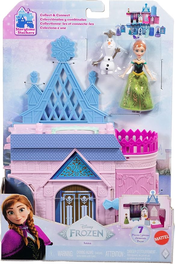 Mattel Disney Frozen Toys, Storytime Stackers Anna's Arendelle Castle, Stackable Doll House with Small Doll, Olaf & 7 Pieces, Inspired by The Movies