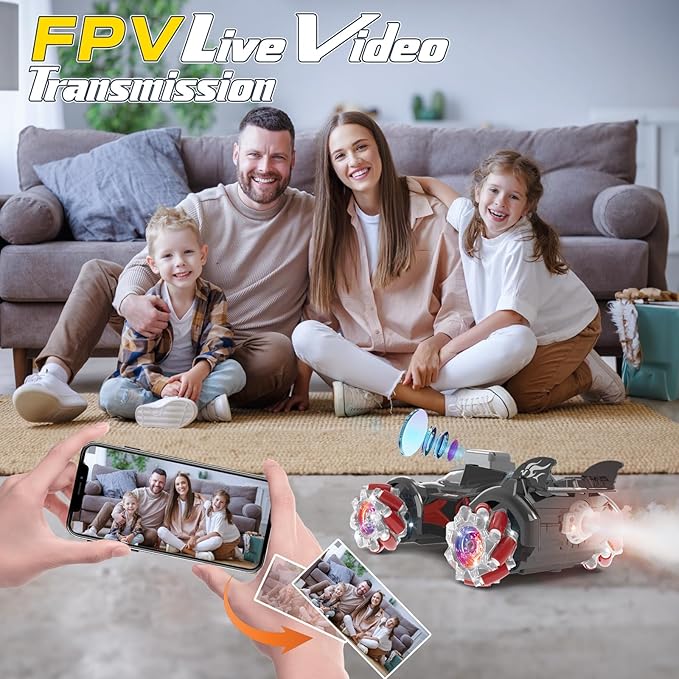 Yasola RC Car with Camera for Kids, Remote Control 360° Rotating High Speed Stunt Vehicle Toy for Boys and Girls, Rechargeable Racing Drift Cars with Flashing Lights and Dynamic Sound for Adults