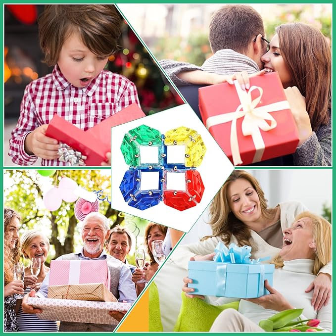 Magnetic Fidget Sphere - Pentagons Magnets Balls - 12 Piece Set - Crystal Green - Magnet Fidgets Toy - Creativity Beyond Imagination, Inspirational, Recreational, Desk Toys for Adults