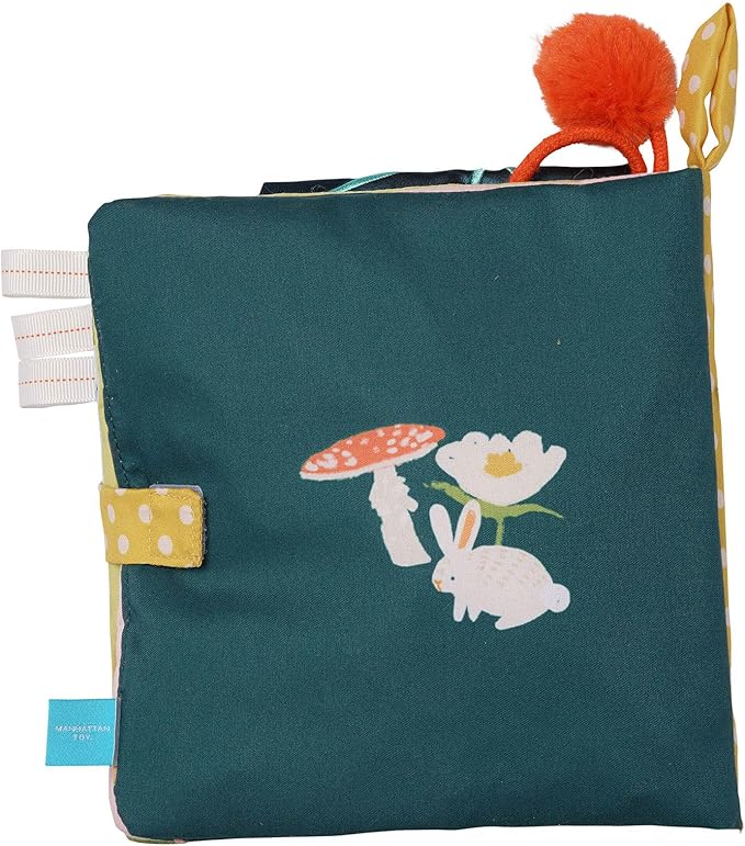 Manhattan Toy Fairytale Peek-a-Boo Soft Activity Crinkle Book for Baby & Toddler with Tethered Bunny Squeaker Small