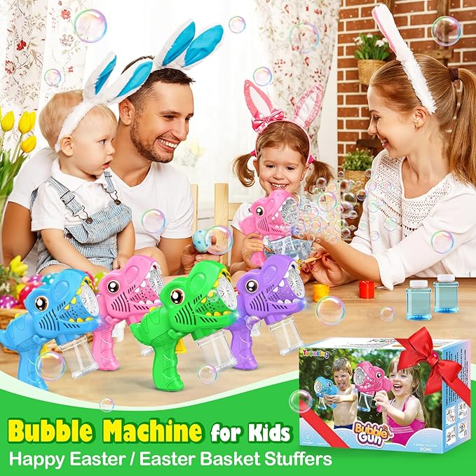 4 Pack Bubble Machine Guns - Toys for Boys Girls Ages 3-5 4-8 with 4 Bottle Solutions Kids Birthday Gift Bubble Blower for Kids Easter Toys Christmas Stocking Stuffers Valentines Outdoor Party Favors