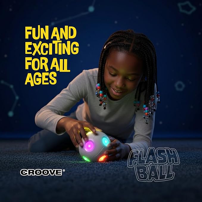 Croove 6 in 1 Brain & Memory Game Ball with Shake Detection Games, Cool Stocking Stuffers Toys, Fidget & Sensory, Ideas for Kids & Teens, Boys & Girls Ages 5 6 7 8 9 10 11 12+ Year Old